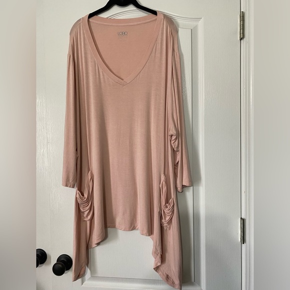 Logo by Lori Goldstein Women's V-Neck Pink Top Size 4X - Picture 1 of 2
